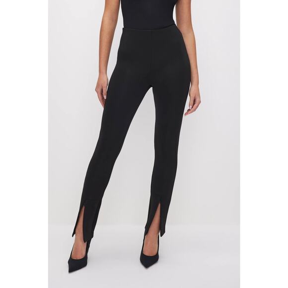 Good American Scuba Pull-On Slim Trousers Black - L - Picture 1 of 7